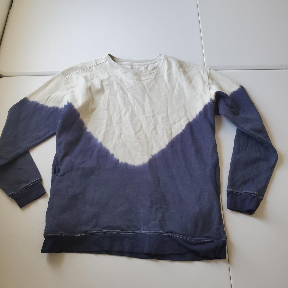 Natural Life Sweatshirt Womens XS Blue Tie Dye Colorblock Fleece Pullover